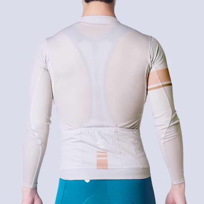 ATLAS Men's cool black multi-section circulation lightweight long-sleeved cycling shirt~JU-182-GY~light gray,30~38C / ATLAS MEN LONG SLEEVE JERSEY~JU-184-BU~ LIGHT GREY~30~38C
