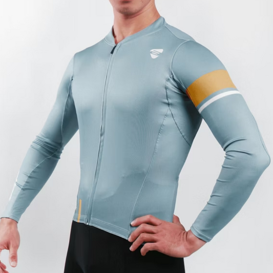 ATLAS 男裝長袖休閒涼感單車衫, JSL-174-GY,灰黃,24~30C / ATLAS MEN LONG SLEEVE JERSEY, JSL-174-GY,GREY YELLOW ,24~30C