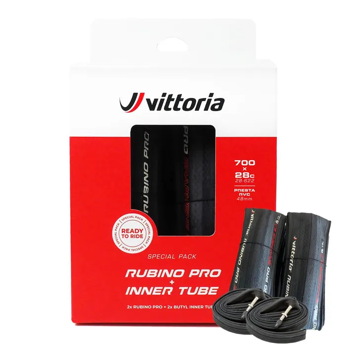 Vittoria Rubino PRO G2.0石墨烯外胎連內胎套裝 - 700 X 28C (2X Rubino PRO + 2X BUTYL Inner Tube F/V 48MM)