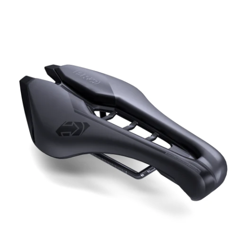 PRO TSA 1-2 short nose triathlon and time trial bike saddle with stainless steel rails.
