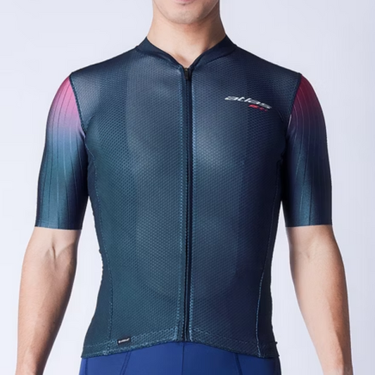 ATLAS 男裝透氣涼感短袖單車衫~ JU-184-BU, 藍色,30~38C / ATLAS MEN SHORT SLEEVE JERSEY, JU-184-BU~BLUE~30~38C