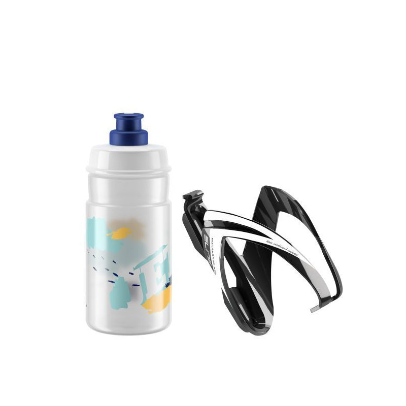 ELITE KIT CEO 水壺連水壺架套裝 -亮光黑/淺藍色 / ELITE KIT CEO BOTTLE CAGE WITH BOLLTE-BLACK GLOSSY/CLEAR BLUE