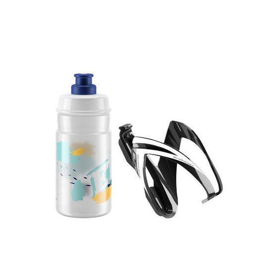 ELITE KIT CEO 水壺連水壺架套裝 -亮光黑/淺藍色 / ELITE KIT CEO BOTTLE CAGE WITH BOLLTE-BLACK GLOSSY/CLEAR BLUE