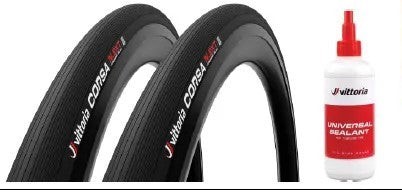 Vittoria 真空胎連防爆液套裝-Corsa N.EXT 石墨烯真空胎- 700 X 28C -黑色(2條)及80ml防爆液