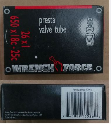 BONTRAGER WRENCH FORCE STANDARD TUBE-650X18-25 (26X1)-48MM / BONTRAGER WRENCH FORCE STANDARD TUBE-650X18-25(26X1 F/V)-48MM 