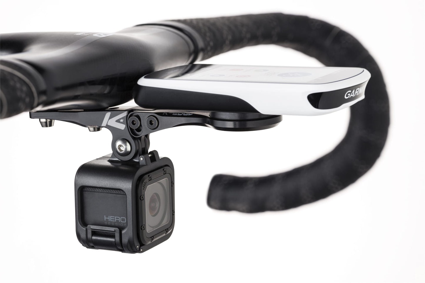 K-edge Garmin (IHS) Combo Mounts (K13-2500IC-BLK) / Integrated front handlebar meter and camera extension code (black)