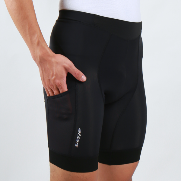 ATLAS Men's 5-point warp knitted breathable cycling pants (6th generation pant pads) with pockets, S-745-B, black, 24-30℃ / ATLAS MEN SHORT (with pocket) - 6TH, S-745-B, BK - 24-30℃