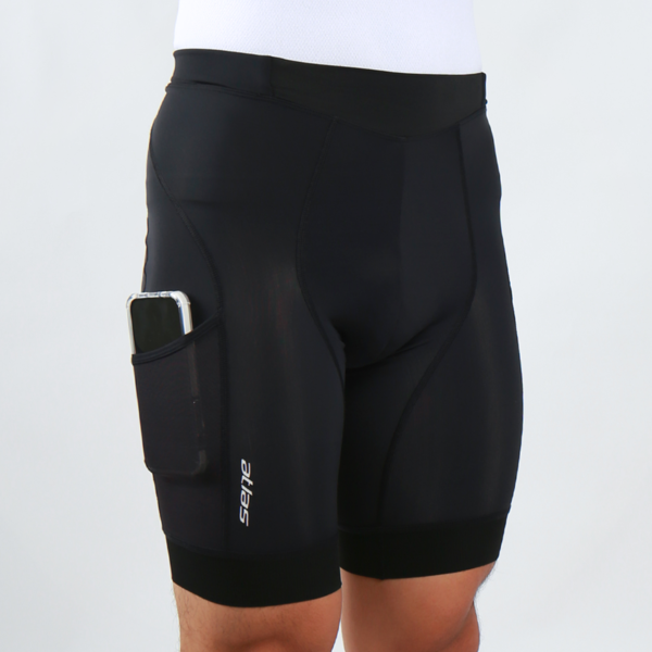 ATLAS Men's 5-point warp knitted breathable cycling pants (6th generation pant pads) with pockets, S-745-B, black, 24-30℃ / ATLAS MEN SHORT (with pocket) - 6TH, S-745-B, BK - 24-30℃